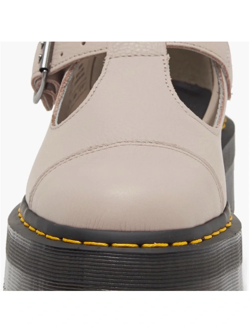 NWOT Dr. Martens Women's Taupe T-Strap Platform Mary Janes Bethan T-Bar Sz 7